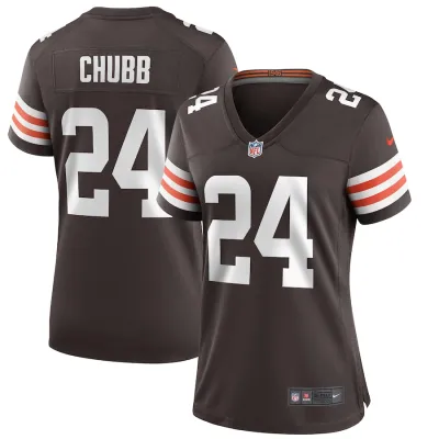 Women's Cleveland Browns #95 Nick Chubb Game Jersey - Brown 02