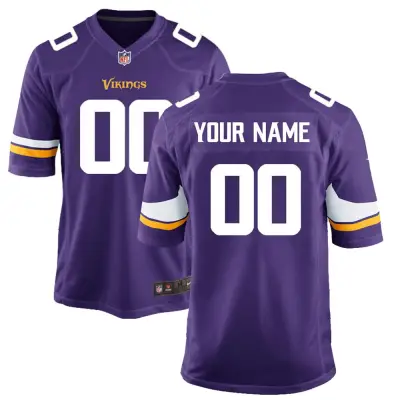 Youth Minnesota Vikings Custom Game Jersey - Purple 01