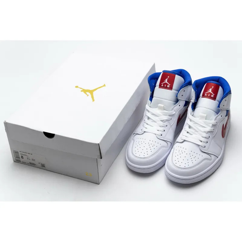 Air Jordan 1 Mid SE White Blue Red BQ6472-164