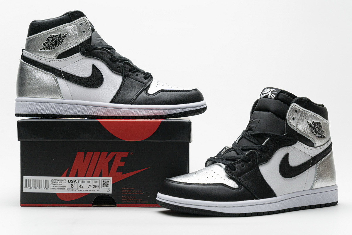 Air Jordan 1 High “Silver Toe” CD0461-001?Jordan 1 Retro Black High OG Silver Toe Sneakers - Crew kicks ?jordan 1 black silver,jordan 1 retro silver toe,silver retro 1,Jordan 1 Retro Black High OG Silver Toe Sneakers