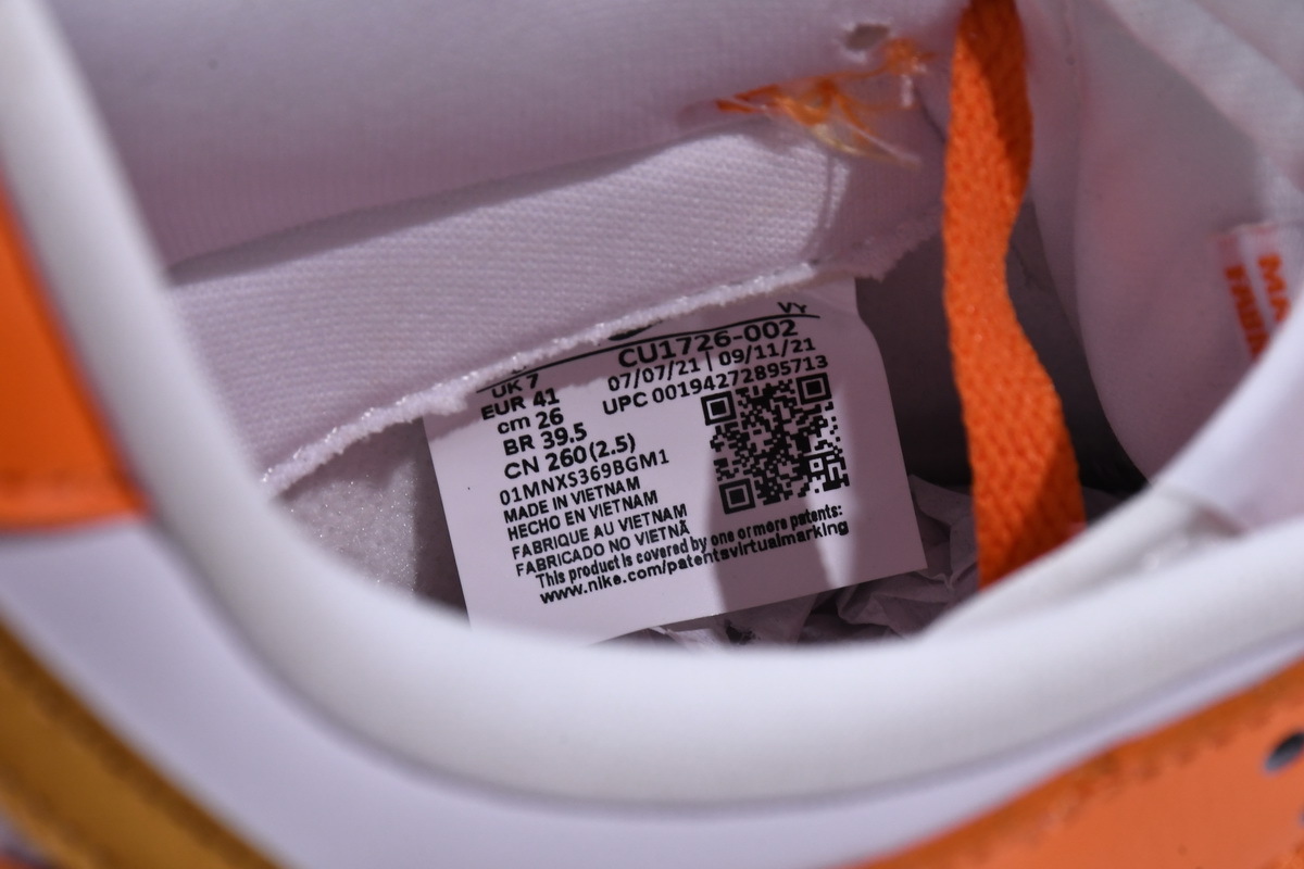 Nike Dunk Low White/Orange Blaze-Gold CU1726-002 ??