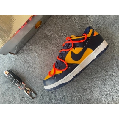 OFF WHITE X Nike Dunk SB Low White Michigan  CT0856-700 02