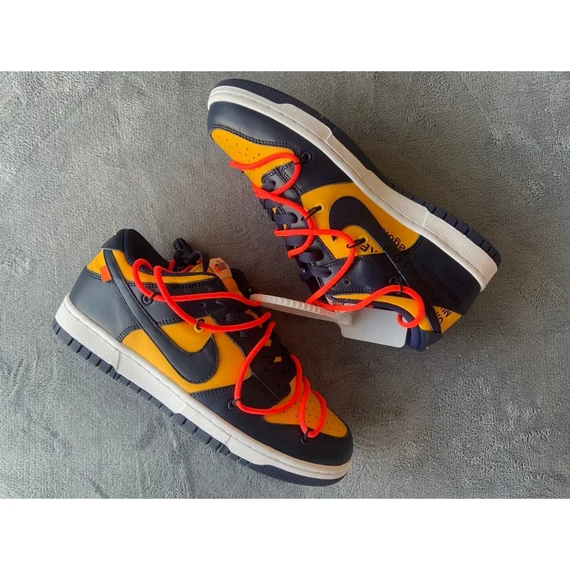 OFF WHITE X Nike Dunk SB Low White Michigan  CT0856-700??nike