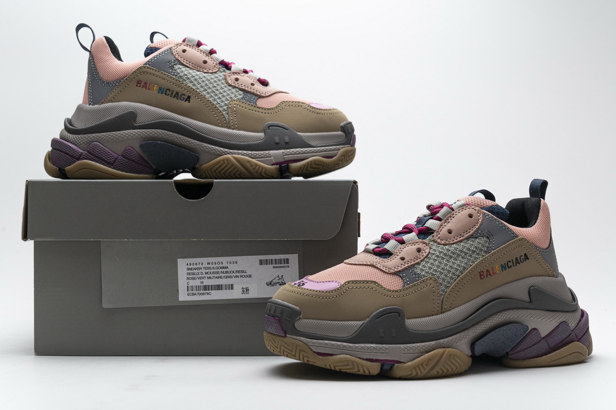  Balenciaga Triple S Grey Pink  490672 W09O5 1036??