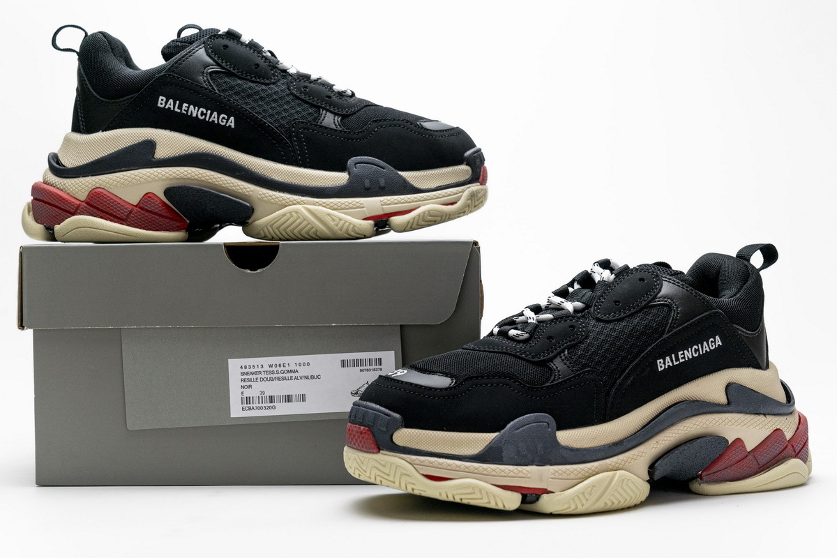 balenciaga triple s black red men