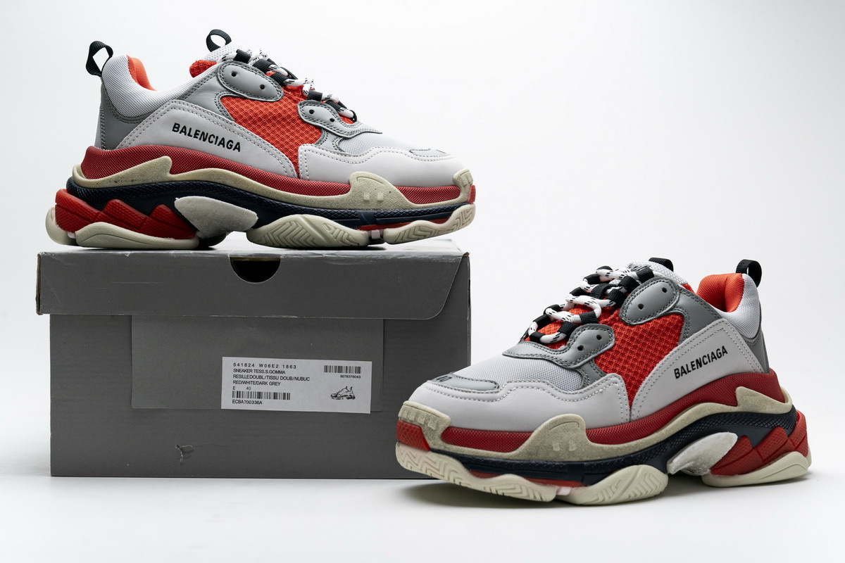 Balenciaga Triple S Red White Dark Grey 541624 W06E2 1863 ??