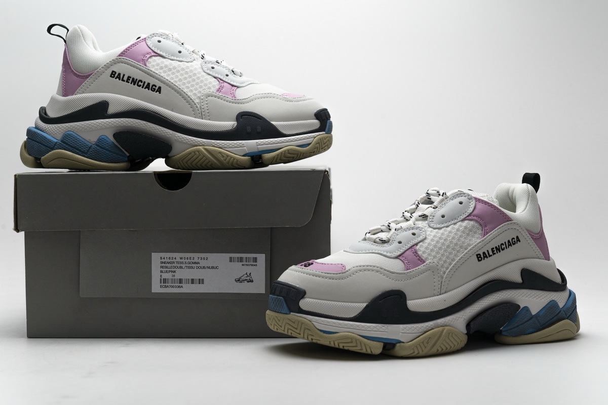  Balenciaga Triple S Blue Pink 541624 W06E2 7352??
