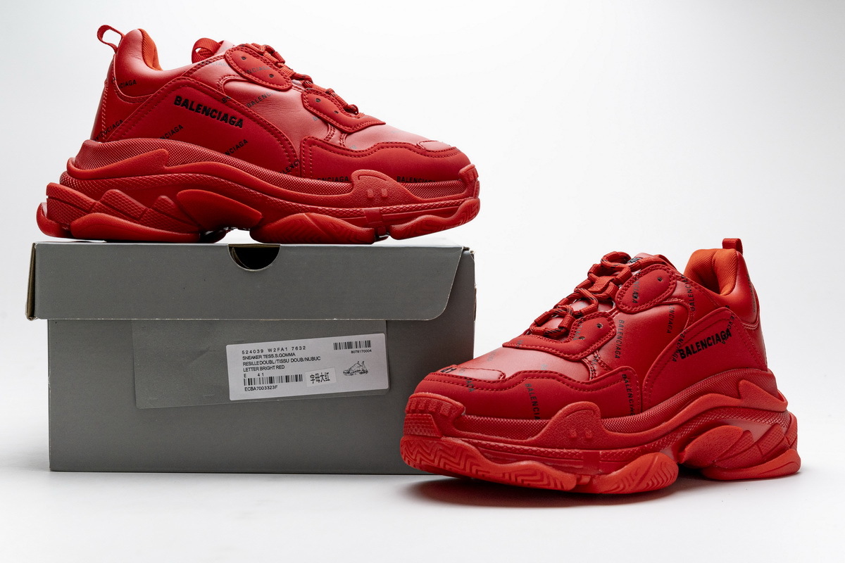  Balenciaga Triple S Letter Bright Red 524039 W2FA1 7632??