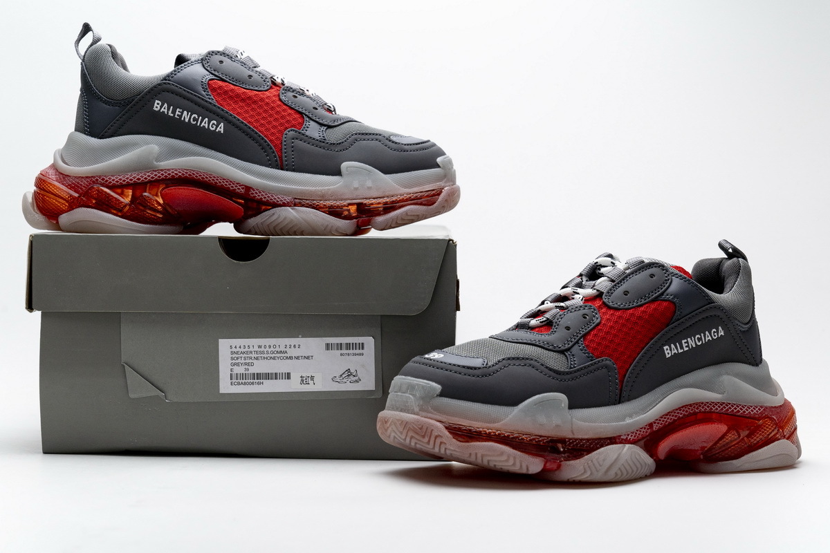 Balenciaga Triple S Grey Red  544351 W09O1 2262??
