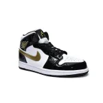 Air Jordan 1 Mid SE Black Gold Patent Leather 852542-007 ??