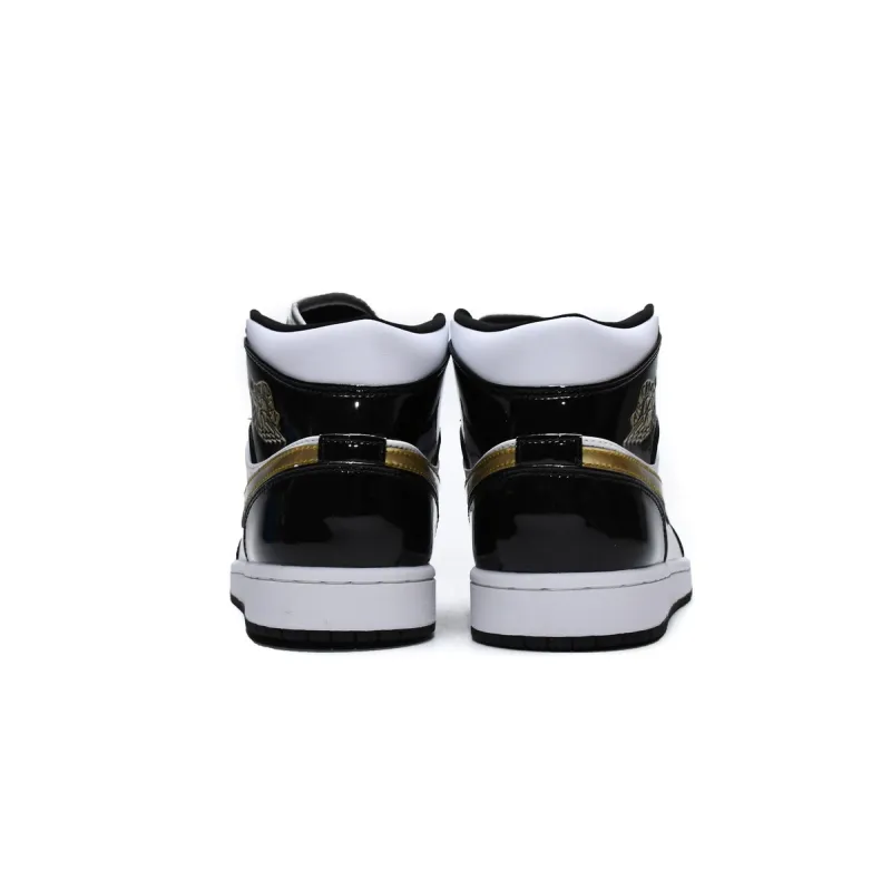 Air Jordan 1 Mid SE Black Gold Patent Leather 852542-007