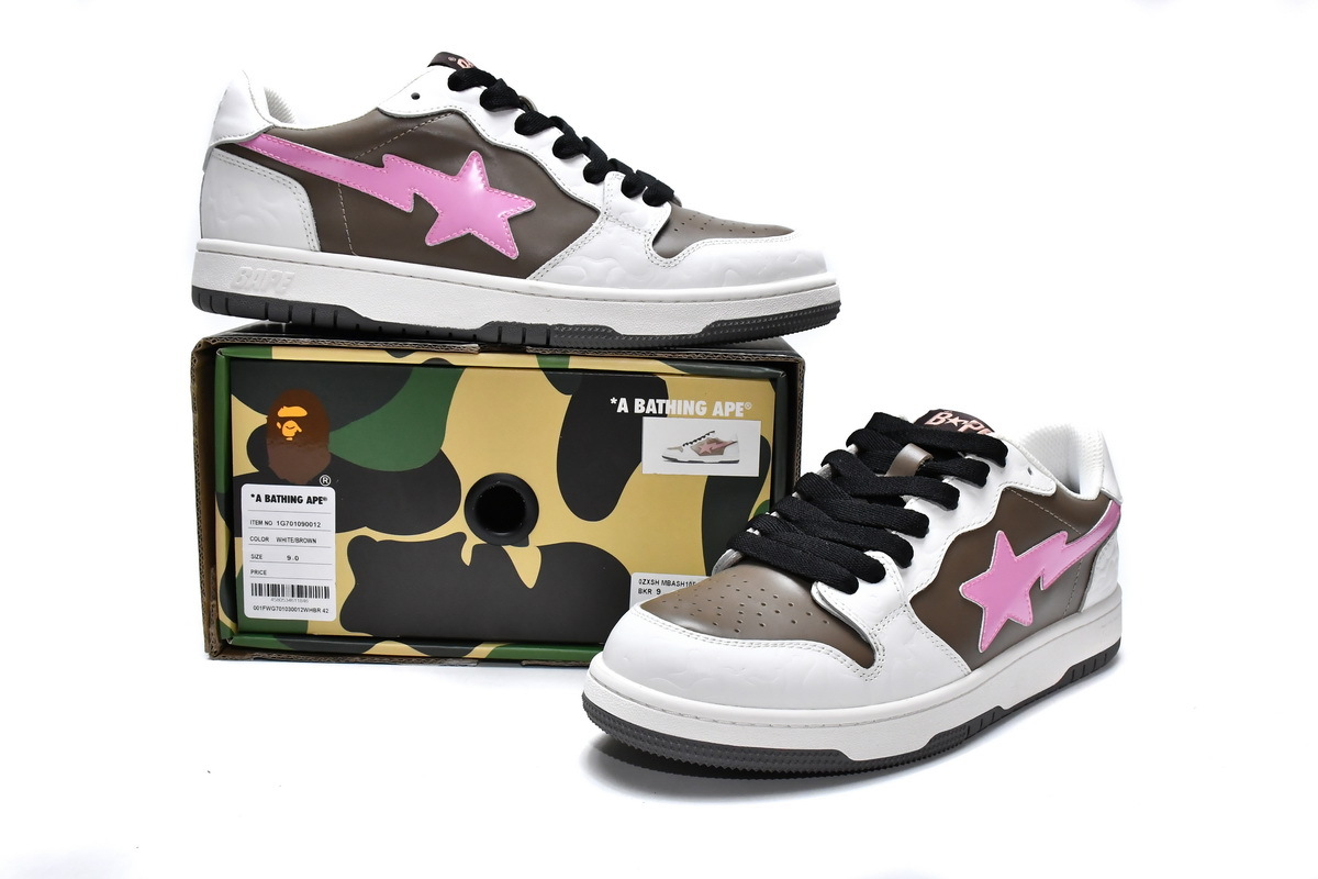 Bape Sta Sk8  White Brown