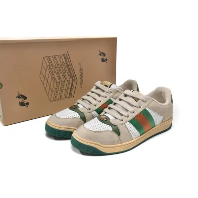 Gucci Women's Screener Distressed Green Orange Off-White 570442 0YI20 9582 01