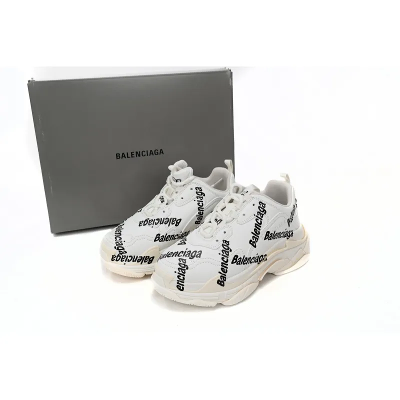 Balenciaga Triple S Allover Logo White 524039 W2FAB 9010