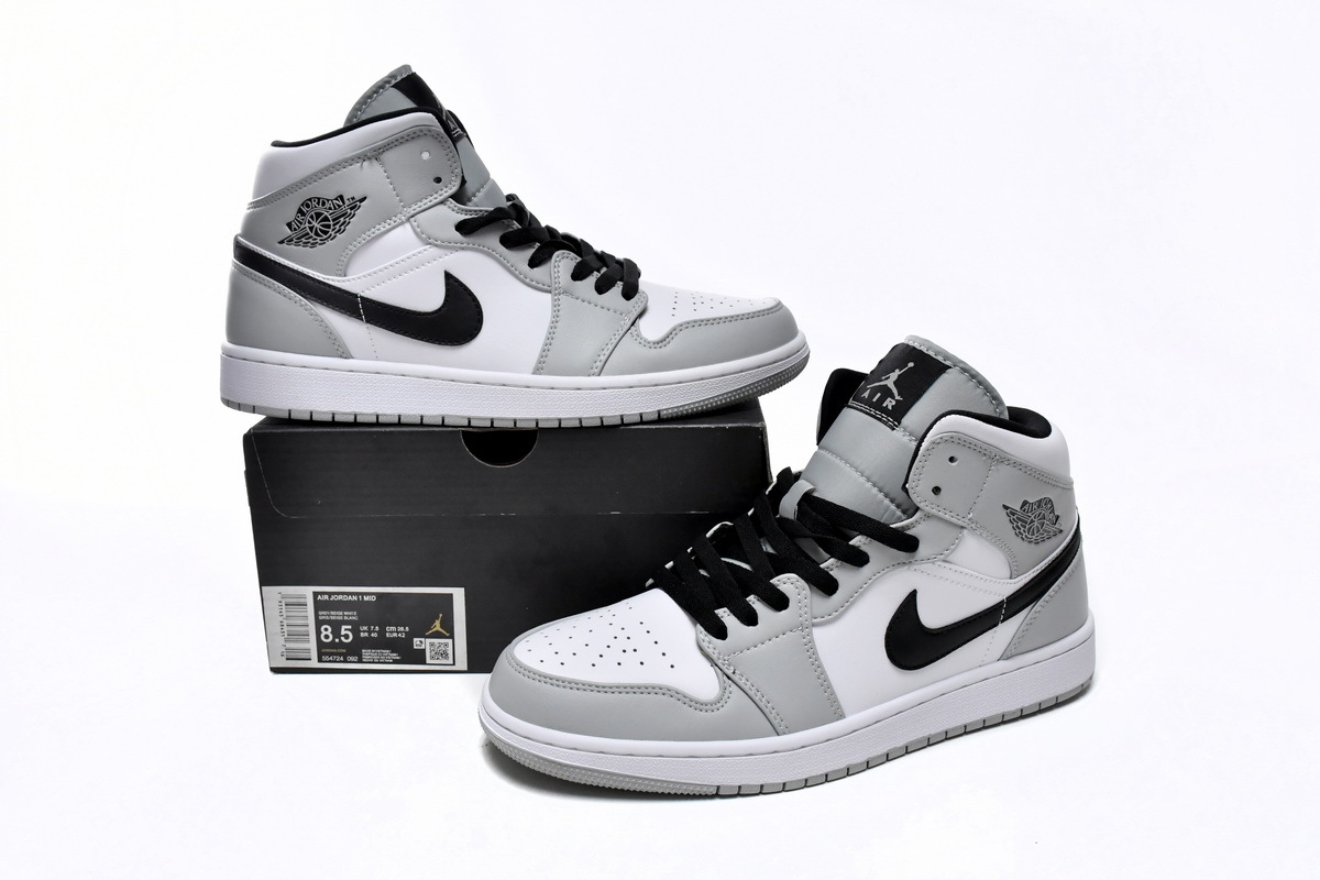 Fake Air Jordan 1 Mid Light Smoke Grey — Crewkicks