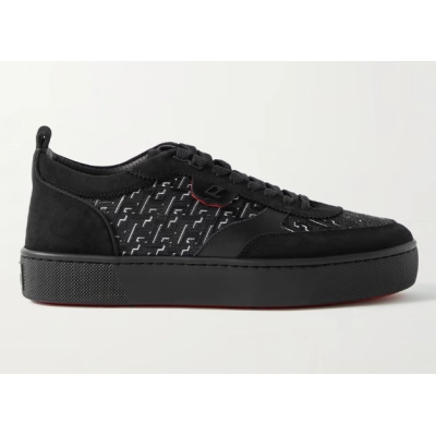 Christian Louboutin Happyrui Suede and Leather-Trimmed Rubber Sneakers 01