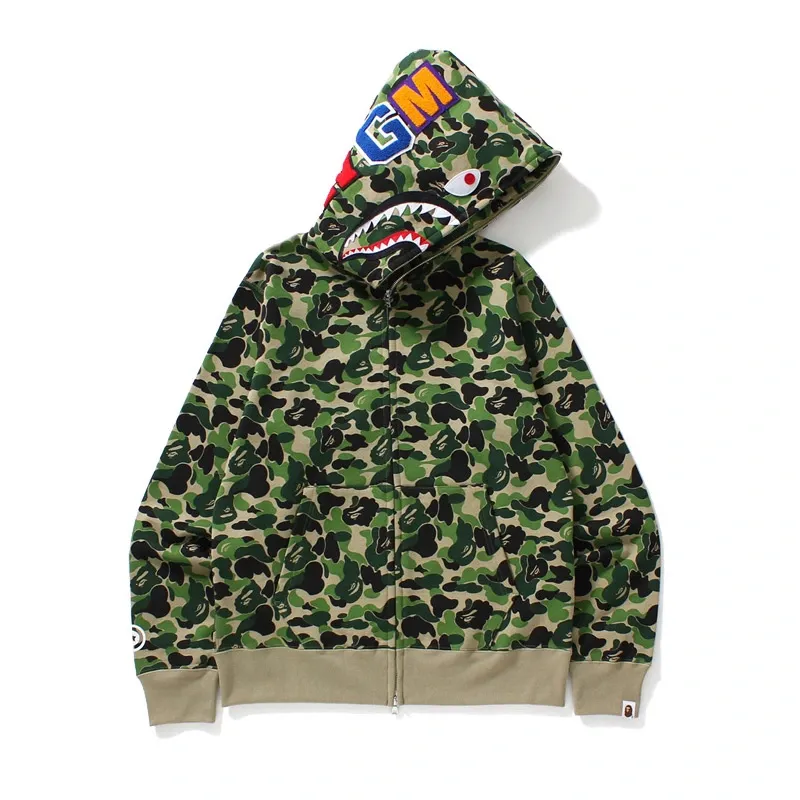 BAPE ABC Camo Shark Zip Hoodie Dark Green