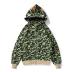 BAPE ABC Camo Shark Zip Hoodie Dark Green
