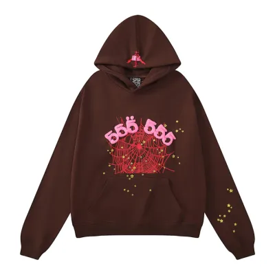 Sp5der Angel Number Hoodie Brown SS22 01