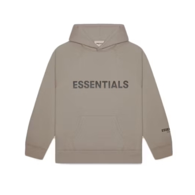 Fear of God Essentials Pullover Hoodie Applique Logo Taupe 01