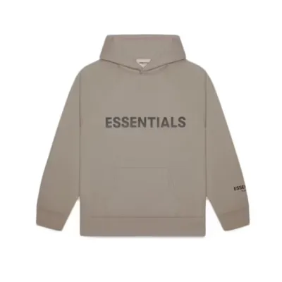 Fear of God Essentials Pullover Hoodie Applique Logo Taupe 01