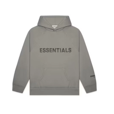 Fear of God Essentials Pullover Hoodie Applique Logo Cement 01