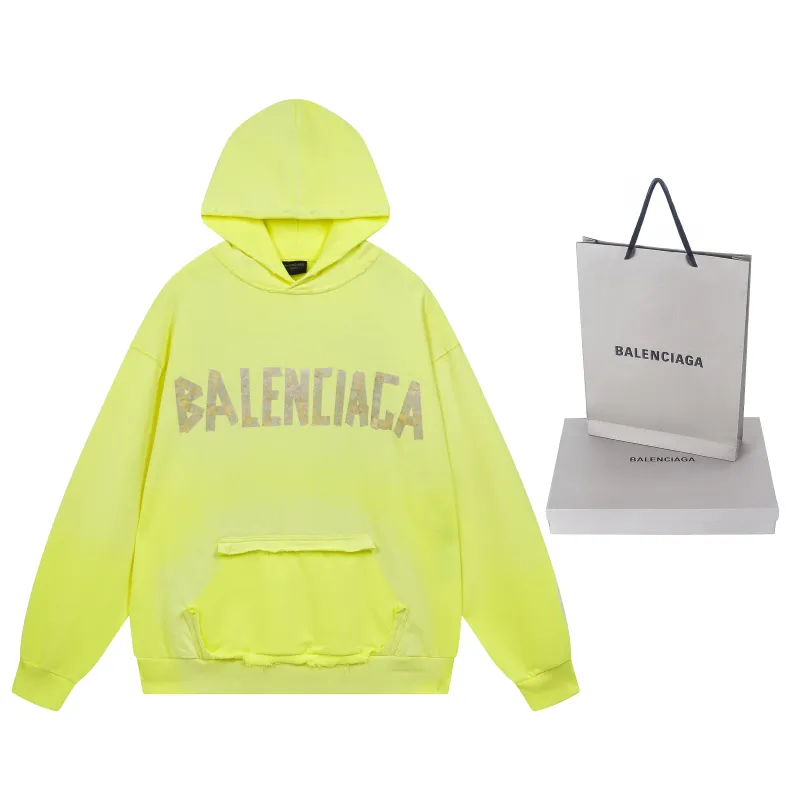 Ba*len*cia*ga ripped pocket hoodie fluo yellow bl238016