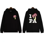 Palm Angels I Love PA-Print Cotton Hoodie Black BRA5213