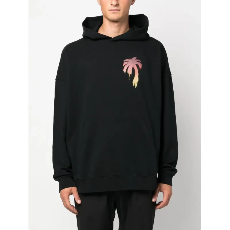 Palm Angels I Love PA-Print Cotton Hoodie Black BRA5213