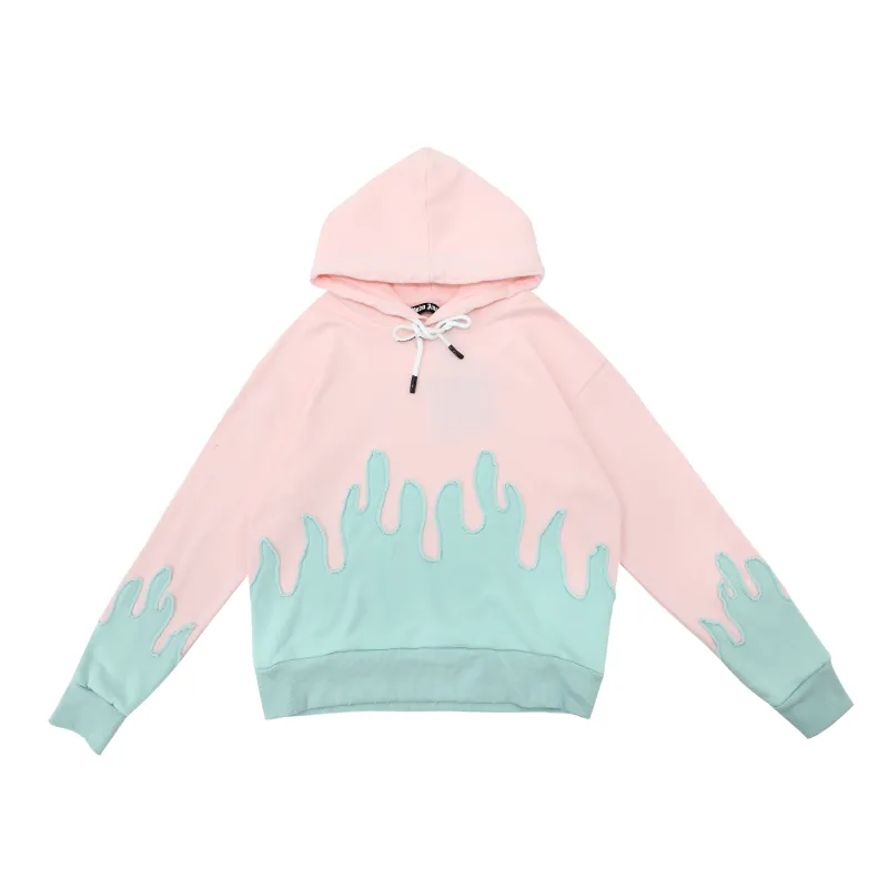 Palm Angels Layered Flames Drawstring Hoodie WD158#