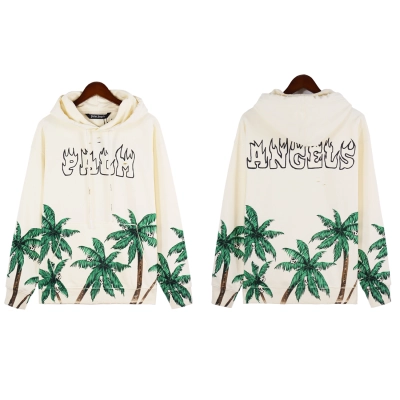 Palm Angels Palms & Skull Vintage Hoodie White/Green BRA5209 01