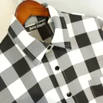 Palm Angels Flames Flannel Overshirt White/Black BRA6839