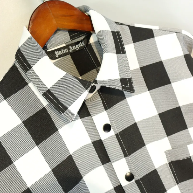 Palm Angels Flames Flannel Overshirt White/Black BRA6839