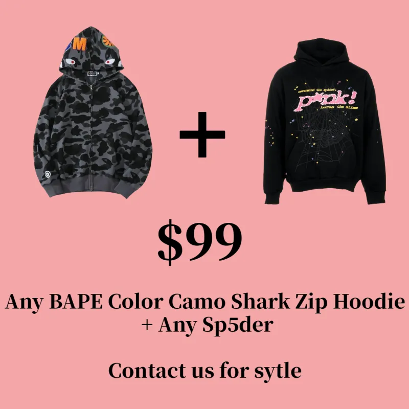 Sale for BAPE ABC Camo Shark Zip Hoodie and Sp5der Hoodie