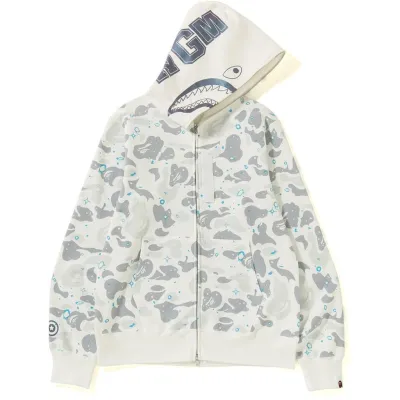 BAPE Space Camo Shark Full Zip Hoodie White 01