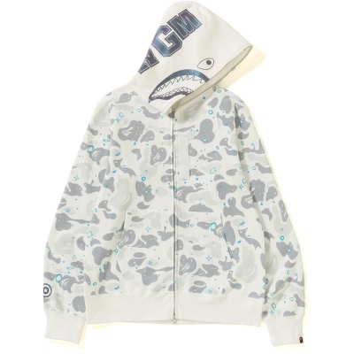 BAPE Space Camo Shark Full Zip Hoodie White 01