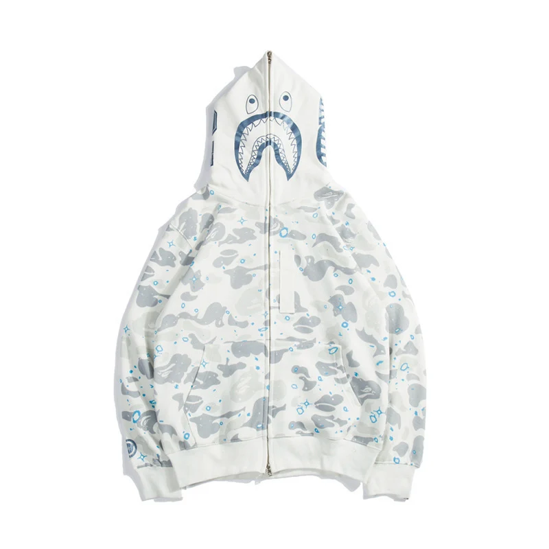 BAPE Space Camo Shark Full Zip Hoodie White
