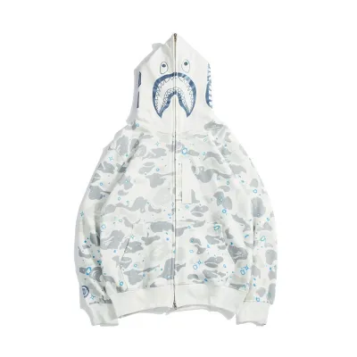 BAPE Space Camo Shark Full Zip Hoodie White 02