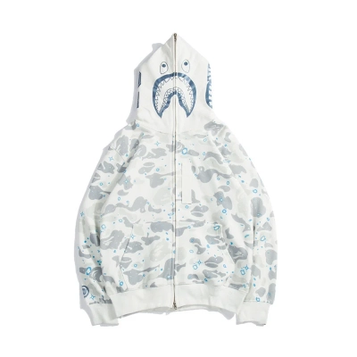 BAPE Space Camo Shark Full Zip Hoodie White 02