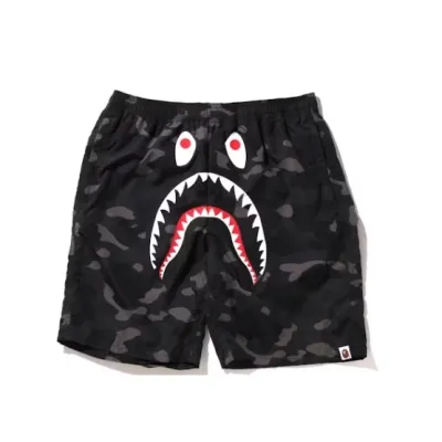 BAPE Color Camo Shark Beach Shorts Black 01