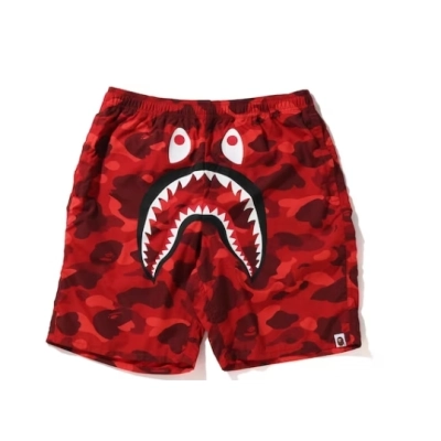 BAPE Color Camo Shark Beach Shorts Red 01