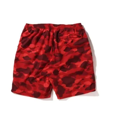 BAPE Color Camo Shark Beach Shorts Red 02