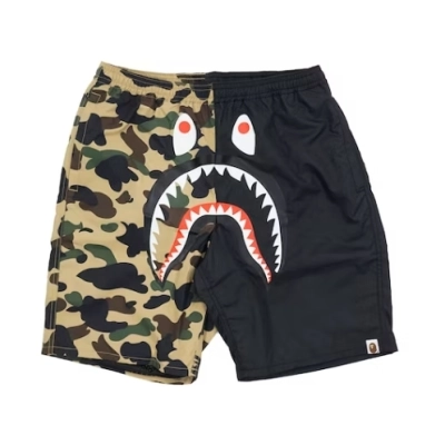 BAPE Half 1st Camo Shark Beach Shorts Black/Yellow 01