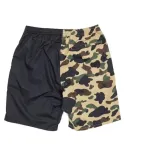 BAPE Half 1st Camo Shark Beach Shorts Black/Yellow
