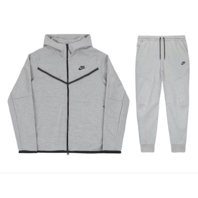 Nike Sportswear Tech Fleece Full Zip Hoodie and Joggers Set Grey 01