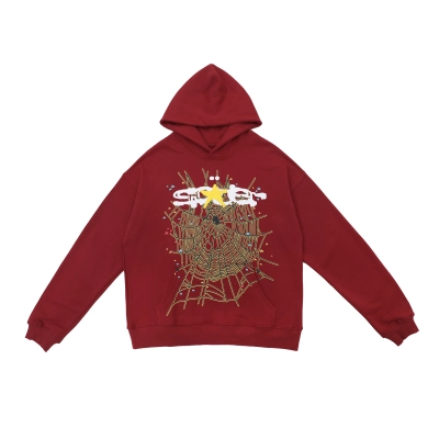 Sp5der Logo Hoodie Maroon 01