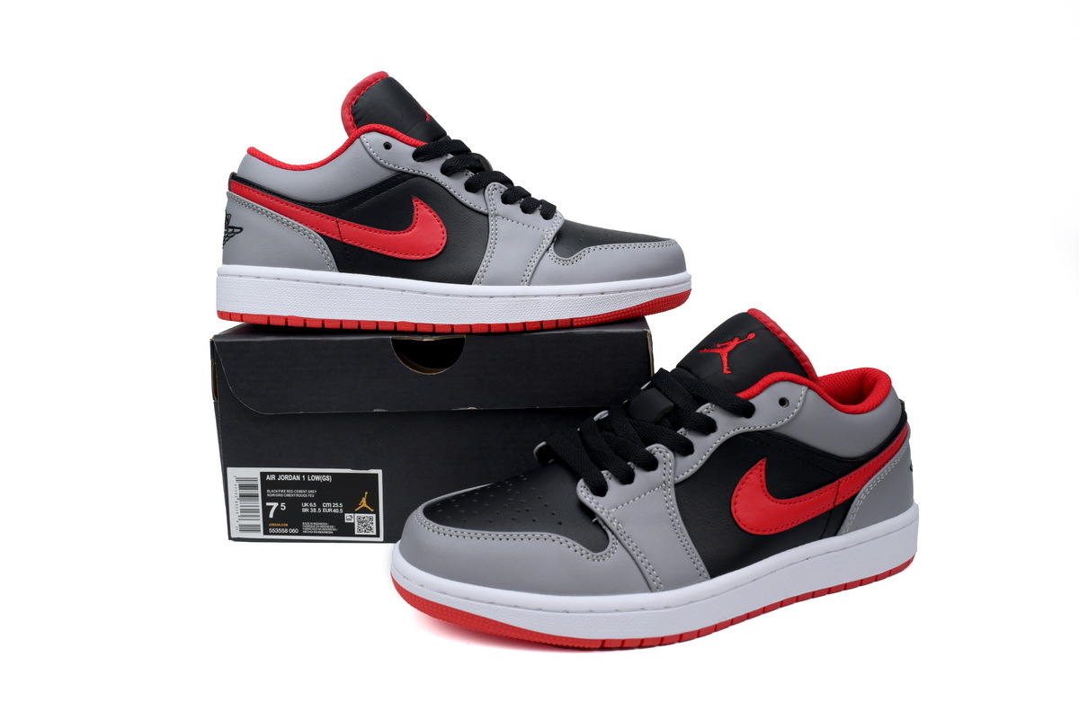 Jordan 1 Low Black Light Smoke Grey Gym Red 553558-060