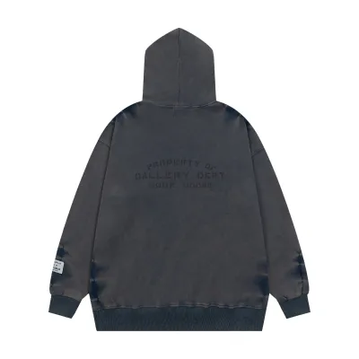 Lanvin x Gallery Dept. Logo Hoodie With A Worn Effect And Paint Marks Navy Blue 02