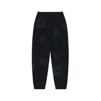 Denim Tears Cotton Wreath Sweatpants Black Monochrome 01
