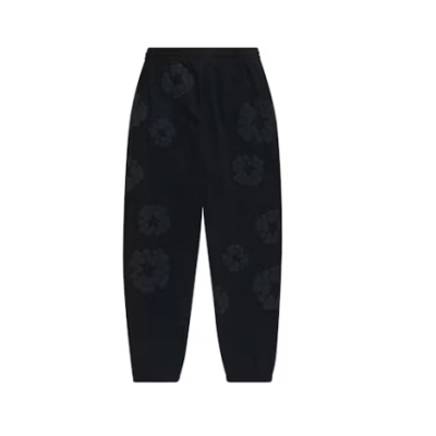 Denim Tears Cotton Wreath Sweatpants Black Monochrome 02